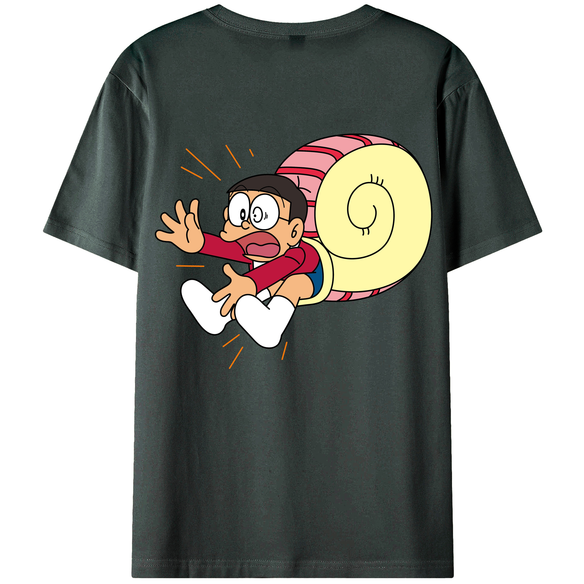 （画像用） ドラえもん 野比 のび太 Doraemon Nobita Nobi 綿100％ メンズ半袖Tシャツ（バックプリント） 通気性